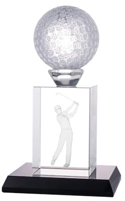 LONGWIN Glastrophäe mit 3D-Gravur, Swing-Golfer, lustige Golf-Trophäen für Turniere, Sportwettbewerbe, Partys, Tafelaufsätze für Tisch