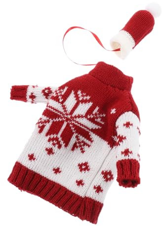 OKUMEYR 1 Satz Weihnachtsweinflaschen-set Partyweinflaschenkleidung Flaschendekoration Weihnachtskleidung Für Weinflaschen Weinflasche Pullover Weinzubehör Flaschenhüllen Rot Garn