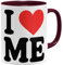 OM3® witzige Kaffee-Tasse mit Spruch - I love me - Selbstverliebt Narzissmus - Ich liebe mich II - Keramik Becher - 325ml - Beidseitig Bedruckt - Bordeaux