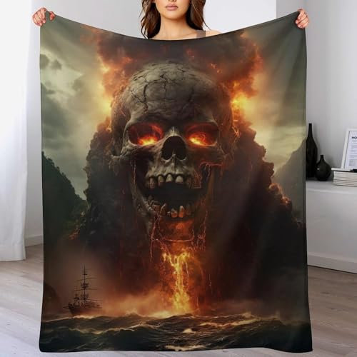 AAPZY Totenkopf Fleece Decke, Flauschige Kuscheldecken, Superweiche Leichte Flannel Wohndecke Mit Druck Für Couch Bett/Sofa （100×130cm）