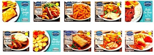 10 Pack Ready Meal (Beef lasagne/Sausage dinner/Curry & chips/Turkey dinner/Chilli con carne/Bangers & mash/Minced beef hotpot/Steak pie & chips/Pork dinner/All day big breakfast)