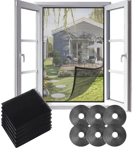 6pcs Malla Mosquiteras Ventanas, Mosquitera Enrollable Ventana, Pantalla Mosquitera Universal, Mosquiteras Ventanas, Mosquitera para Ventana Autoadhesiva, 130cm x 150cm