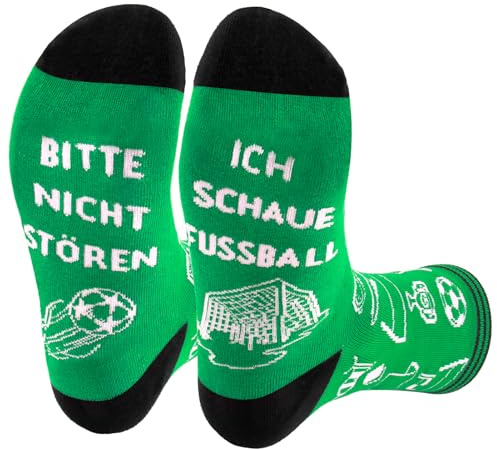 ORUZA Lustige Fußball Socken, Fussball Geschenke Socken für Männer mit Spruch Bitte Nicht Stören Ich Schaue Fußball, Geschenke für Fußball Jungen Teenager Fußballliebhaber