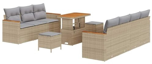 vidaXL Gartensofa-Set 10 STK. Beige Poly-Rattan