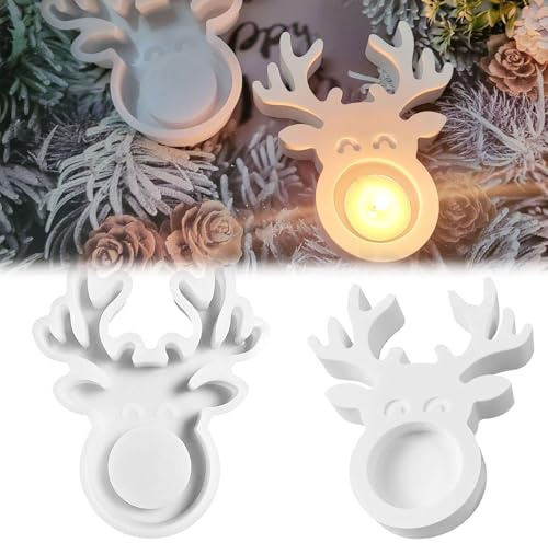 Silikonformen Gießformen Weihnachten Elch – 3D Silikonform Kerzenhalter aus hochwertigem Silikon, Gießformen für Raysin, Gips, Harz oder Wachs – Weihnachtsdeko & DIY Basteln