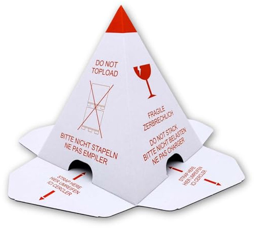 PaperXpert Palettenhütchen/Stapelschutzpyramide Nicht stapeln x 400 | mit Selbstklebeverschluß | Karton weiß mit rotem Druck | effektiver Stapelschutz | Premium Markenqualität – Made in Germany