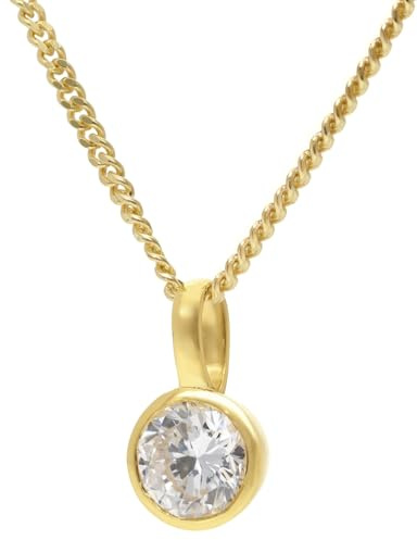 GLIZZ Anhänger Gold 333 Lab Grown Diamant 0,50 ct + vergoldete Kette GL1458 | zeitloser Halsschmuck für Frauen, wunderschöne Geschenkidee und edles Accessoire,