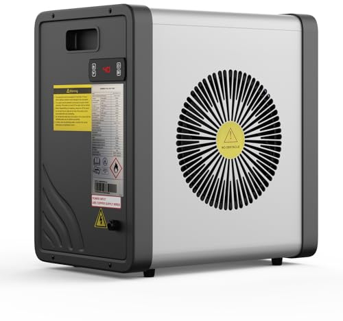 Ryuhic Mini-Wärmepumpe für Pools – 5 kW, steckerfertig, leise (29–45 dB), COP 5,5, 220–240 V – Heizen & Kühlen für bis zu 20 m³ – verlängert die Badesaison