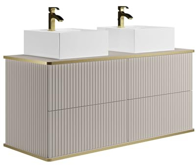 Vente-unique - Doppelwaschtisch Keliza -L 120cm x B 47cm x H 54cm- MDF - beige