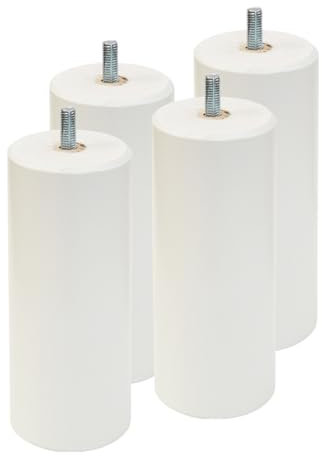AltoBuy ELEA - Jeu de 4 Pieds 15 cm Blanc pour sommier tapissier