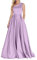 La_mia Brau Elegant Satin Brautjungfernkleider Partykleider Abendkleider Jugendweihe Kleider mit EIN-Traeger A-Linie Rock-52 Flieder