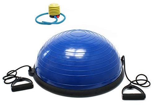 WilTec Halbball Ø58 cm, 25 cm hoch, Balance Trainer, Fitness Ball, Balancekissen mit Zugbändern für Gymnastik Pilates Yoga, Workout Gleichgewicht trainieren