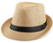 Faletony Unisex Fedora Hat Trilby Straw Hats Summer Panama Beach Sun Cap,Khaki