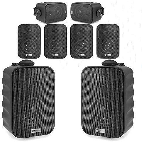 PD BC30V 8x Black 3 Inch Wall Speakers Set – Weatherproof Outdoor Audio System IPX5 Rated with 100V & 8 Ohm Compatibility for Garden, Terrace, Poolside, Marine & Commercial Installation (60W Max)