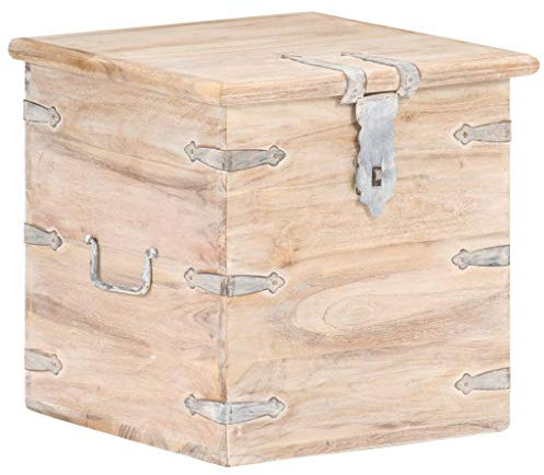Aufbewahrungstruhe aus Akazie Massivholz Truhentisch Aufbewahrungsbox als Couchtisch Beistelltisch, Truhe