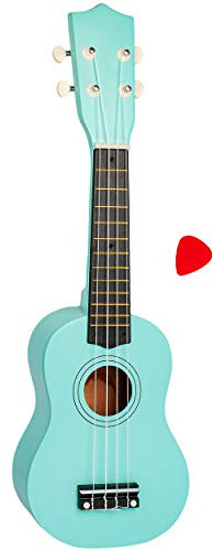 alles-meine.de GmbH Ukulele - aus Holz - Motiv & Farbwahl - türkis blau - 55 cm / 21 inch - Klassik - akustische - Kinder & Erwachsene - mit Plektrum - 4 Saiten/Seiten - Spielz..