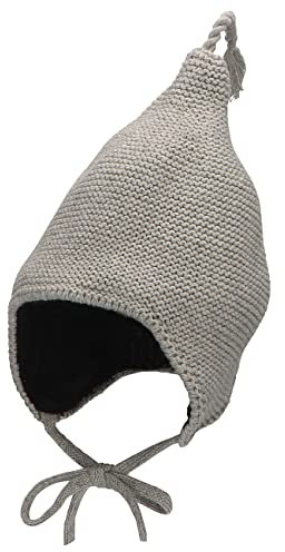 Sterntaler Baby Jungen Strickmütze Baby GOTS Strickmütze Zipfel Mütze - Baby Strickmütze - aus Baumwolle mit Bindeband - hellgrau, 41