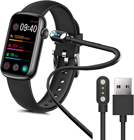 onetuo Compatible with MorePro HM08 /FITVII HM08 Fitness Tracker, Black Magnetic USB Charging Cable, Short Circuit Protection, 2A Output, Minimalist Style, Charging Adapter
