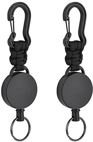 Vicloon Einziehbarer Schlüsselanhänger, 2 Stücke Heavy Duty Retractable Schlüsselrolle mit Karabiner und Paracord, Schlüsselrolle Ausziehbar mit 60cm Stahldrahtseil, für Hose und Gürtel