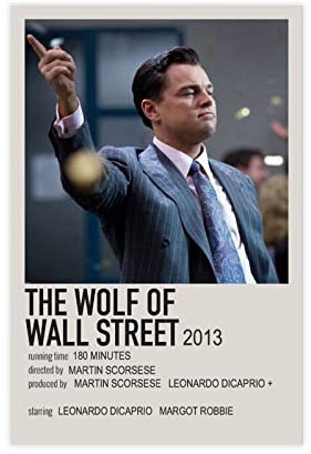 EFEZAC The Wolf of Wall Street Poster 4 Leinwand Poster Wandkunst Dekor Druck Bild Gemälde für Wohnzimmer Schlafzimmer Dekoration Rahmen Stil 30 x 45 cm