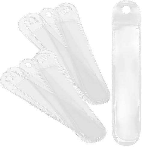 iplusmile 50pcs Plastic Pen Pouches Single Pencil Sleeve Clear Ballpoint Pen Bags Fountain Pen Case Paintbrush Holder Makeup Brush Organizers for Home Office Transparent