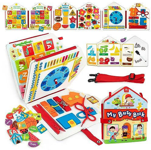 Coogam Kugans Kinder fühlen Sich beschäftigt mit Montessori Bücher, geschäftige Aktivitäten mit sensorischen Arbeitsblättern mit Puzzle-Spielzeug Geschenk für 3 4 5 Jahre