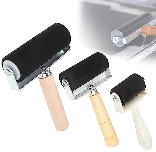Aicharynic Silikon Andrückrolle, 3 Stücke Andrückrolle Andrückwalze Gummiwalze Gummi Andrückwalze 3,5cm/6cm/10cm Andruckrolle Werkzeug für Tintenfarbblock, Stempeln, Drucken, Tapeten Kunsthandwerk