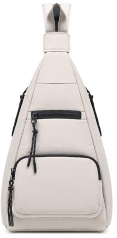 ER.Roulour Ultra-lightweight Sling Bag Rucksack Damen und Herren, Cotton Umhängetasche Schulterrucksack Verstellbarem Schultergurt Crossbody-Schultertasche für Outdoor Sports (BEIGE GRAU)