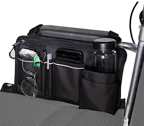 Rollstuhl-Armlehnen-Zubehör, Seitentasche, Rollstuhltasche, Multi-Tasche, reflektierendes Band, Netztasche, Rollstuhl-Armlehne, Aufbewahrungstasche für ältere Menschen, Senioren, Behinderte