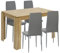 FURNITABLE Esstisch mit 4 Stühlen Esszimmergruppe, 4er Set Esszimmerstühle und Rechteckig Holztisch Essgruppe für Wohnzimmer Küche Büro (Eiche Tisch+4 Dunkelgrau Stühle)