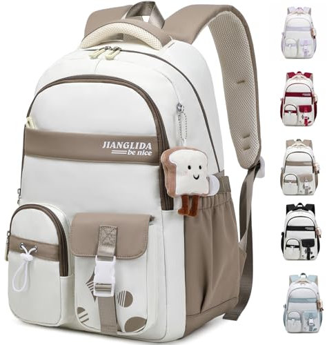 KESUDE Schulrucksack Teenager Mädchen - Rucksack Mädchen Schulranzen Jungen Großer Wasserdicht Schultasche Damen Daypack School Bag Backpack für Schule Ranzen Reise mit Anhänger