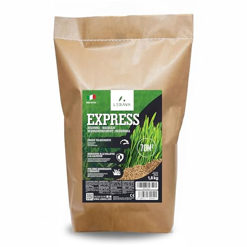 LERAVA® EXPRESS Rasensamen schnellkeimend frühjahr - Premium Samen für Trockenrasen & Schattenrasen - Rasensamen nachsaat für lückenlosen Rasen - Grassamen schnellkeimend - Rasensaat turbo - 70m²
