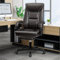 DoChair Fauteuil de Direction, Chaise Bureau Large Ergonomique Dossier Haut 150KG Chaise de Bureau avec Repose-Pieds en Cuir PU, Brun Brillant
