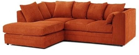 Jumbo Cord Corner Sofa, Orange, Left Hand/Right Hand (LEFT HAND)