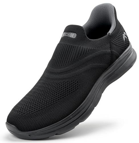 ODCKOI Slip On Sneaker Men's Lace Free Shoes Outdoor Running Shoes Lightweight Breathable Hand Running Shoes for Leisure, 1040 All Black, 12.5 UK