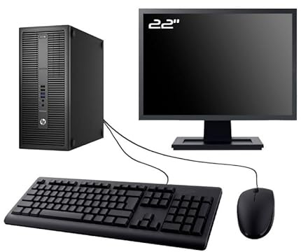 PC HP EliteDesk 800 G2 MT-Bildschirm 22 Zoll (66,8 cm) Intel G4400 RAM, 8 GB SSD, 500 GB, WiFi W11 (generalüberholt)