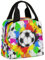 Mexpekil Bolsa térmica para el almuerzo con diseño de fútbol Rainbow Splash para niños y niñas, bolsa térmica para el almuerzo para mujeres y hombres, lonchera para la escuela y el trabajo