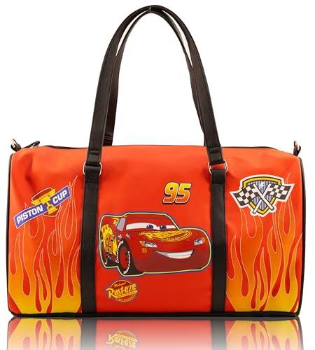 Stitch, Minnie, Mickey, Pooh, Harry Potter, or Jack Skellington 16 Leather Mini Travel Bag, Duffle Bag, Overnight Bag, Cars, 15, Racing, Youthful, Cars-themed