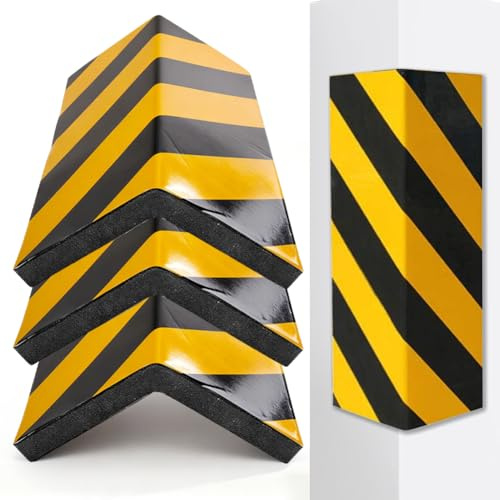 4 protectores de bordes de garaje autoadhesivos, de espuma EVA con tiras de advertencia en negro y amarillo, protección de pared para garajes, plazas de aparcamiento para evitar arañazos y abolladuras