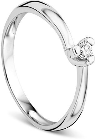 OROVI Ring für Damen Verlobungsring Gold Solitärring Diamantring 9 Karat (375) Brillianten 0.07ct Weißgold Ring mit Diamanten Ring Handgemacht in Italien