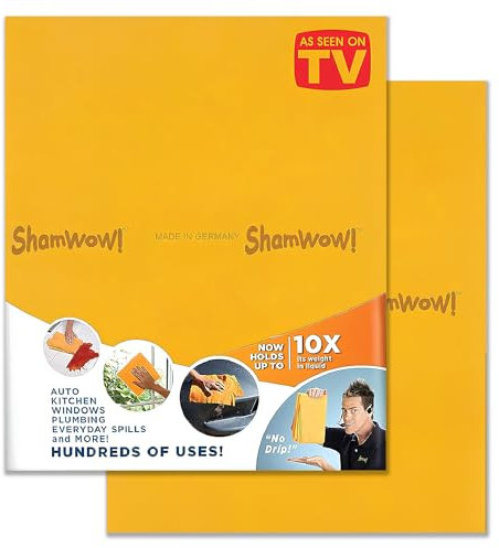 ShamWow Die Original - Super Absorbent Multi-Purpose Cleaning Shammy (Chamois) Tuch-Tuch, maschinenwaschbar, wird nicht kratzen, 2er-Pack Orange