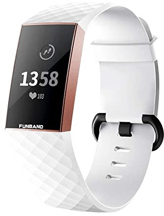 FunBand für Fitbit Charge 3/Charge 4 Armband,Klassisch Verstellbares Ersatz weiches Silikon Sporty Wrist Strap Band Armbanduhr Uhrenarmband Schlaufe Armbänder für Fitbit Charge 3/Charge 4 Smartwatch