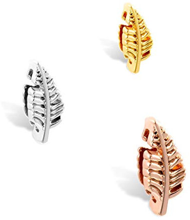 THIORA Charmband Charms | 'Blatt' Anhänger | Leaf Charm | Mesh Armband Charm (Rosegold)
