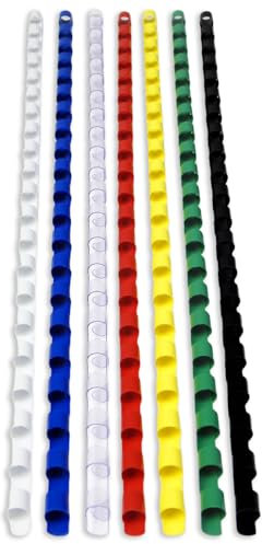 RAYSON Kunststoff-Bindekämme, 20 Blatt, 21-Ring, 6 mm, Mehrfarbige, A4, 100 Stück