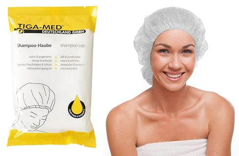 TIGA-MED No Rinse Shampoo Caps for Elderly & Bedridden | Waterless Hair Wash Caps with Aloe Vera & Vitamin E | Disposable Shampoo Caps for Home, Hospital & Care Use (5 Pack)