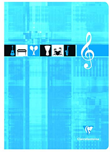 Clairefontaine 3114C - Packung mit 10 Notenheften, ideal für Musikunterricht, DIN A4 21x29,7 cm, 24 Blatt, 10 Systemen mit Linien, 90g, farbig sortiert, 1 Pack