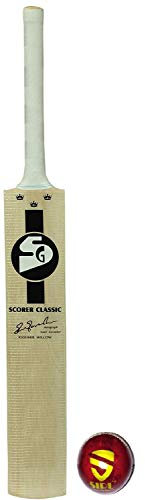 SG Scorer Classic Cricketschläger aus Kaschmir Weide, mit kurzem Griff, aus Leder