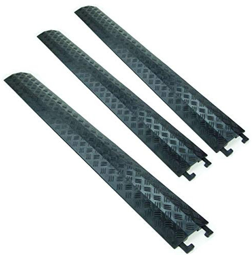 3 Stück 1 Kanal PVC Kabelbrücke SCHWARZ Schlauchbrücke Kabelkanal für Fußgänger/Radfahrer/Büro usw.