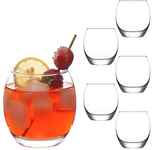 Lav 6X Clear 405ml Empire Tumbler Glasses - Stemless Kitchen Water Whiskey Wine Gin Juice Cocktail Drinking Glass Set - by