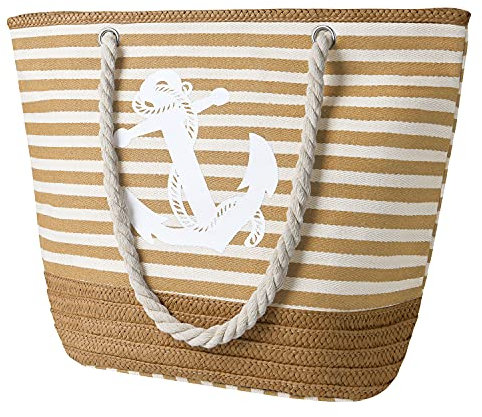 flintronic Große Strandtasche mit Reißverschluss und Innentasche Wasserdicht Strandtasche, Einkaufstasche Shopper für Damen, Schultertasche Einkaufstasche - Khaki